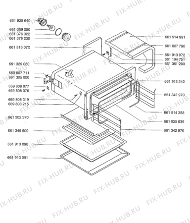 Взрыв-схема плиты (духовки) Aeg 3201F-RG - Схема узла H10 Grill cavity assy